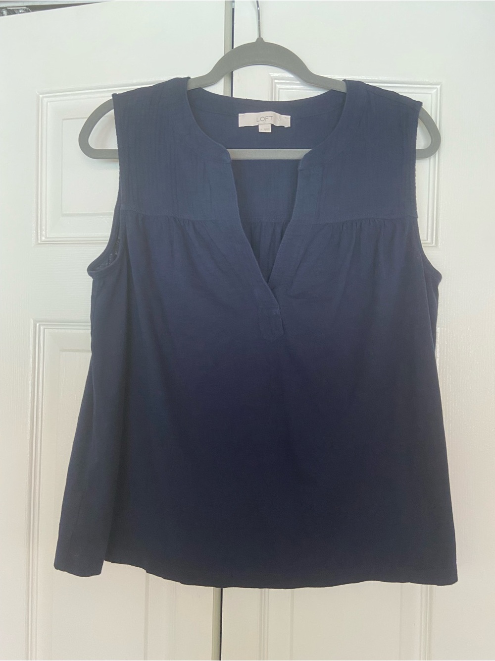 LOFT Navy Sleeveless Split-Neck Camisole